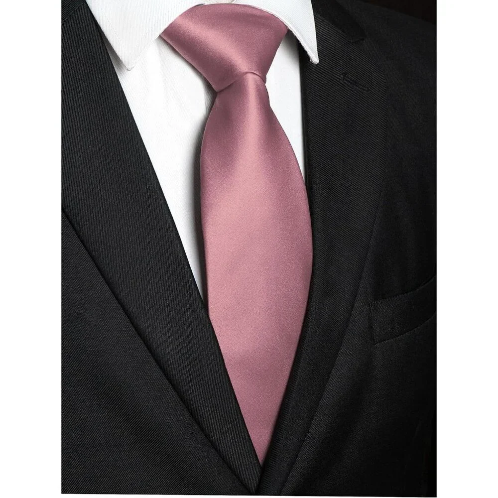 Men's Dusty Rose Solid Pure Color Imported Polyester Formal Neck Ties